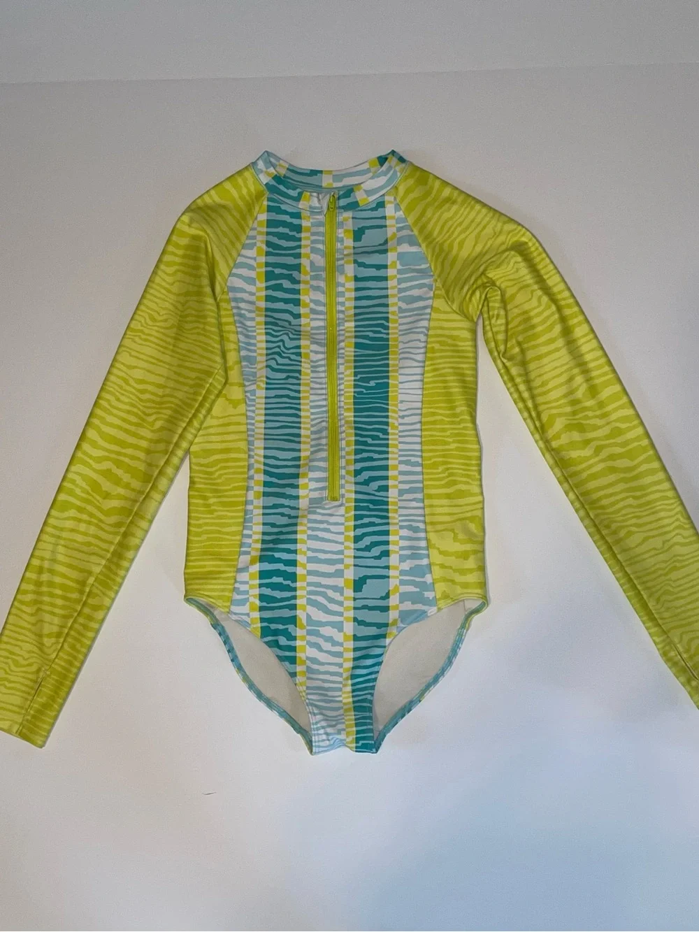 Zella Girl Long Sleeve One Piece Rash Guard Swimsuit Size 12